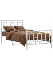 Białe metalowe łóżko jednoosobowe 100x200 cm - Maneo w sklepie Edinos.pl