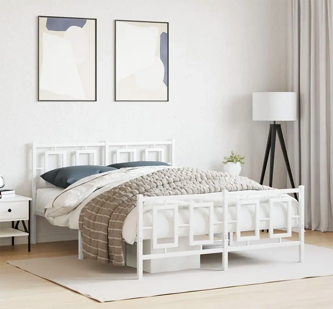 Białe pojedyncze metalowe łóżko Esenti