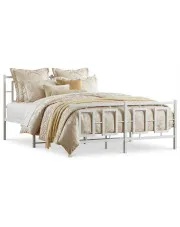 Białe metalowe łóżko małżeńskie w stylu loft 160x200 cm - Maneo w sklepie Edinos.pl