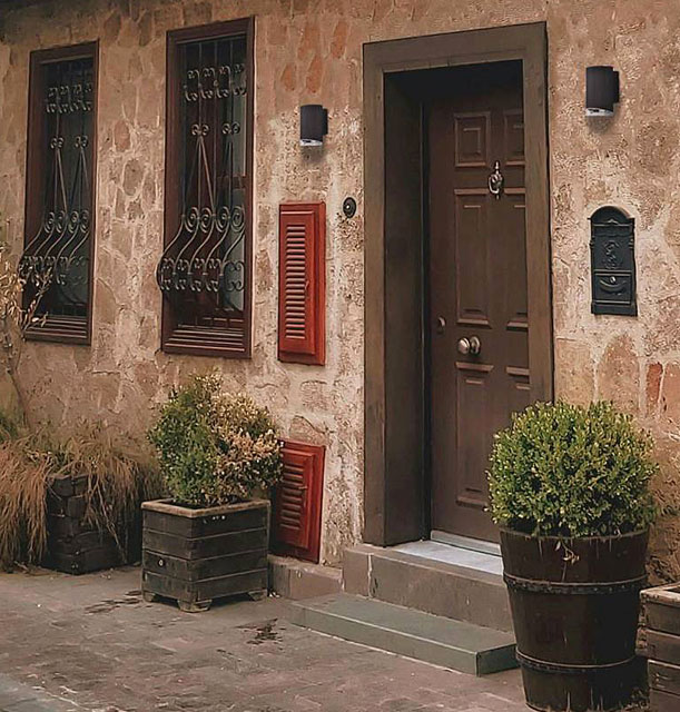 Czarny kinkiet tuba na taras i balkon A461-Hita