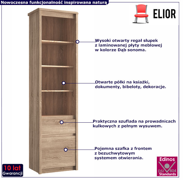 regał otwarty dąb sonoma Buffali 10X