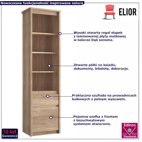 Regał wysoki dąb sonoma Sentar 10X