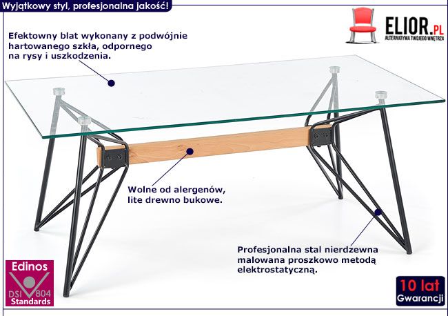 Szklana bezbarwna ława do salonu Lavir 2X