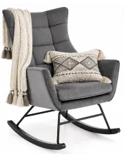 Popielaty tapicerowany fotel bujany - Cirisu w sklepie Edinos.pl