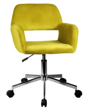 Żółty welurowy fotel na kółkach - Frokter
