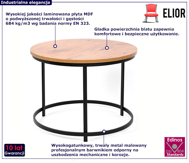  Industrialny stolik kawowy okragły Andras 3X