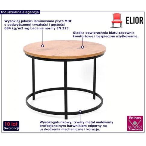 Nowoczesny stolik kawowy na metalowej podstawie Zalex 3X