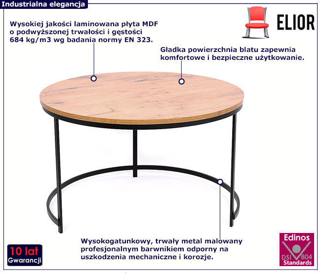  Industrialny stolik kawowy okragły Zalex 4X