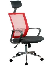 Czerwony fotel ergonomiczny z zagłówkiem do biurka - Trexol w sklepie Edinos.pl