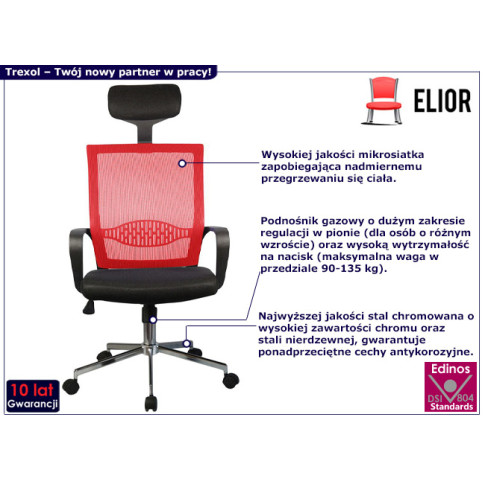 Ergonomiczny fotel biurowy Trexol czerwony