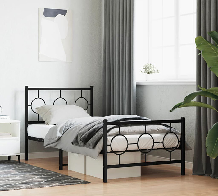 Czarne metalowe łóżko SLIM
