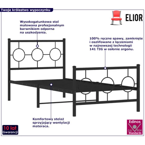 Czarne łózko z metalu Ripper