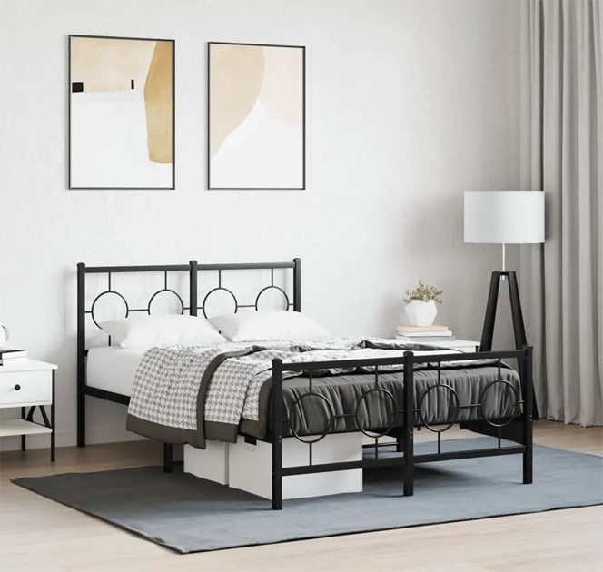 Czarne metalowe łóżko SLIM