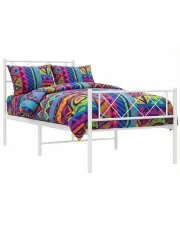 Białe metalowe łózko industrialne 80x200 cm - Raffa w sklepie Edinos.pl