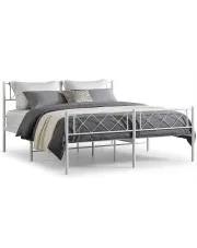 Białe metalowe łóżko małżeńskie 180x200 cm - Raffa w sklepie Edinos.pl