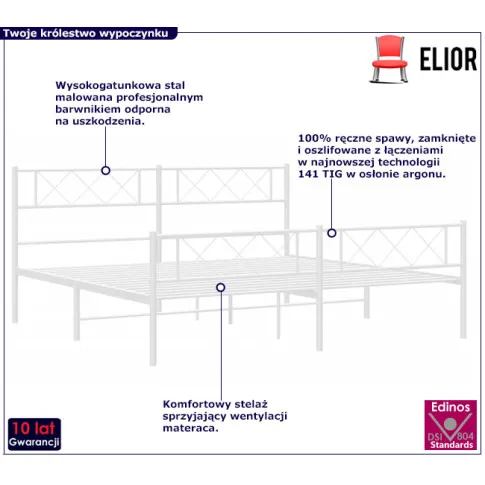 Metalowe białe łóżko Espux