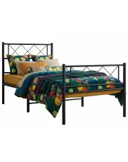 Czarne metalowe łóżko pojedyncze 100x200cm - Raffa w sklepie Edinos.pl