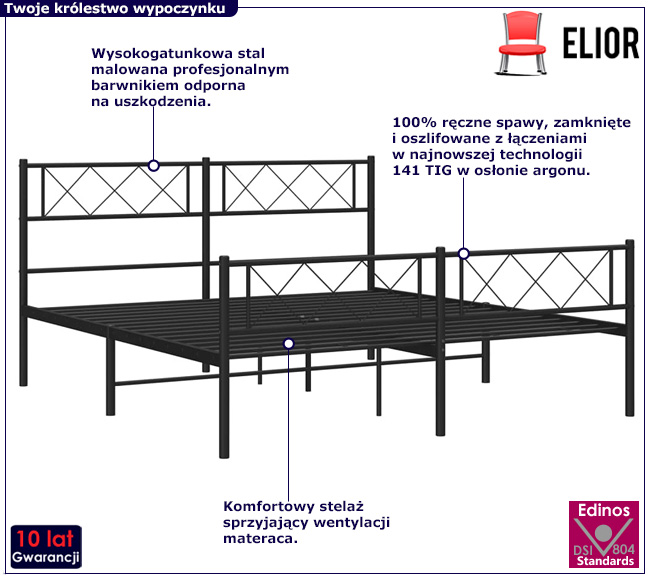 Białe metalowe łóżko Raffa