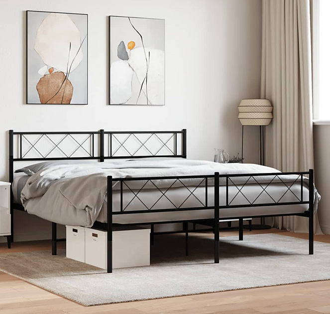 Czarne metalowe łóżko Raffa