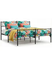 Czarne metalowe łóżko małżeńskie 160x200cm - Raffa w sklepie Edinos.pl