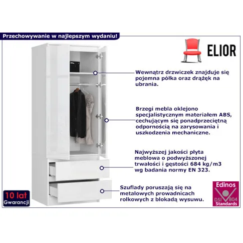Szafa z 2 szufladami Oferos 4X biały połysk