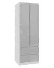 Nowoczesna szafa z szufladami biały + metalik połysk - Oferos 4X 