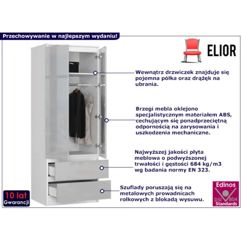 Szafa z 2 szufladami Oferos 4X biały metalik