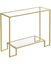 Złota szklana konsola z półka w stylu glamour - Traxini