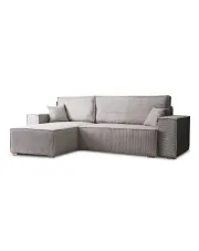 Szara narożna sofa sztruksowa modułowa z funkcją spania - Remida w sklepie Edinos.pl
