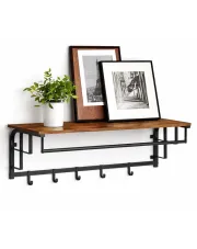 Industrialny wieszak drewniany na ubrania z półką - Bolivia w sklepie Edinos.pl