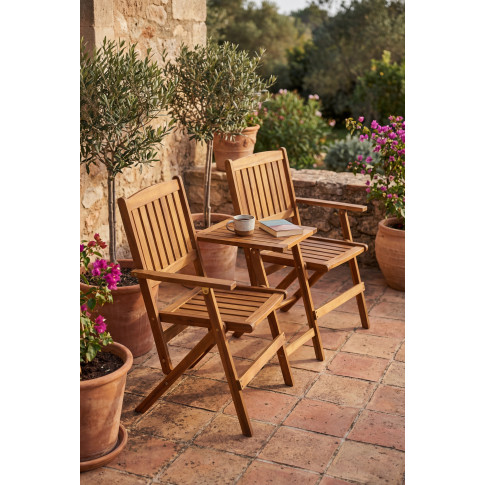 Fotografia Drewniana ławka ogrodowa Serton - brązowa z kategorii Meble ogrodowe