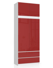 Nowoczesna dwudrzwiowa szafa z nadstawką biały + czerwony połysk - Ronoti 4X