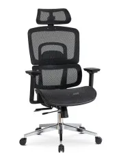 Czarny ergonomiczny fotel obrotowy do komputera - Vella w sklepie Edinos.pl