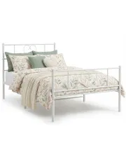 Białe metalowe łóżko rustykalne 100x200 cm - Veligo w sklepie Edinos.pl