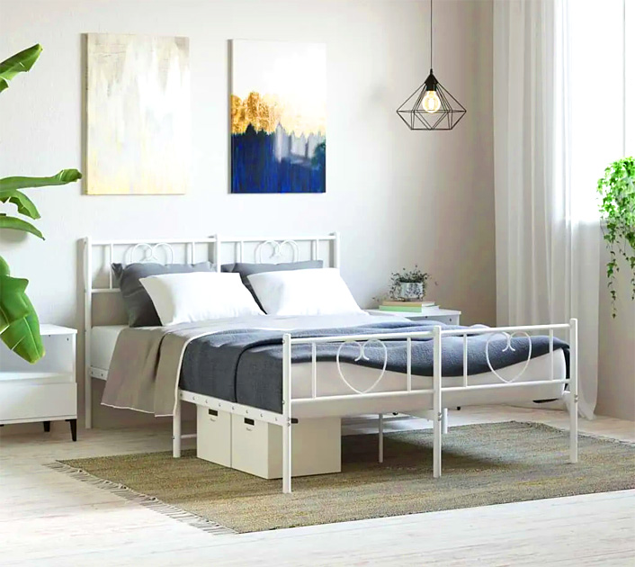 Białe pojedyncze metalowe łóżko Edelos