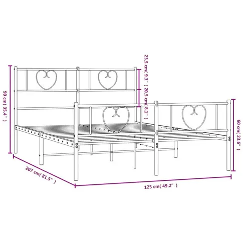 Wymiary metalowego łóżka Edelis 120 cm