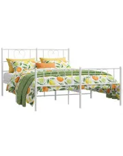 Białe metalowe łóżko małżeńskie 140x200 cm - Veligo w sklepie Edinos.pl