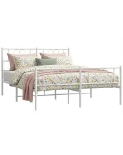 Białe metalowe łóżko małżeńskie 160x200 cm - Veligo w sklepie Edinos.pl