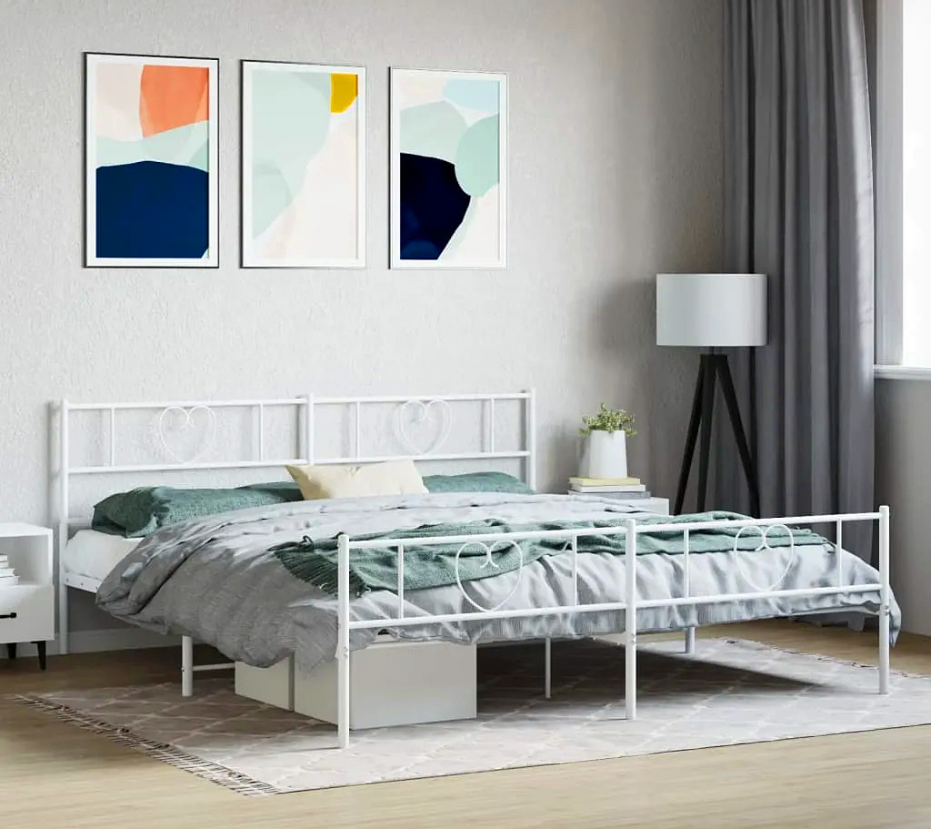 Białe pojedyncze metalowe łóżko Edelos