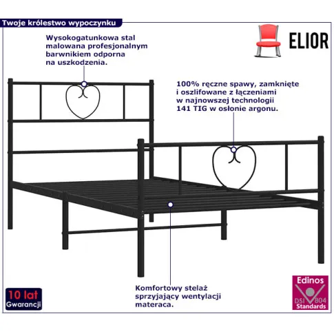 Czarne łózko z metalu Edelis