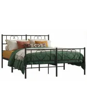 Czarne metalowe łóżko rustykalne 120x200cm - Veligo w sklepie Edinos.pl