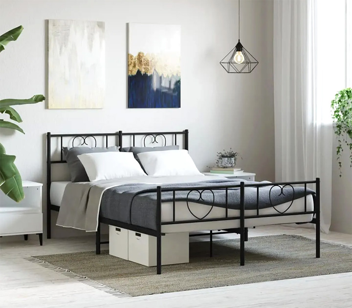 Czarne  metalowe łóżko Edelos