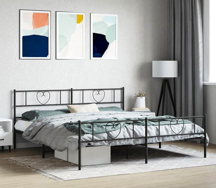 Czarne pojedyncze metalowe łóżko Edelos