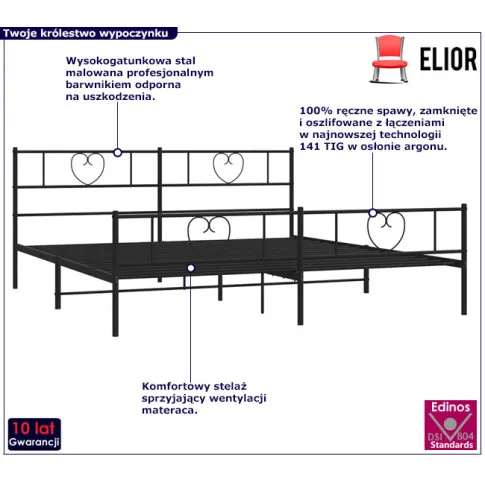 Metalowe czarne łóżko Edelis