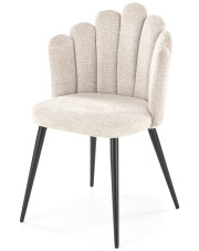 Beżowe tapicerowane krzesło w stylu glamour - Nison w sklepie Edinos.pl