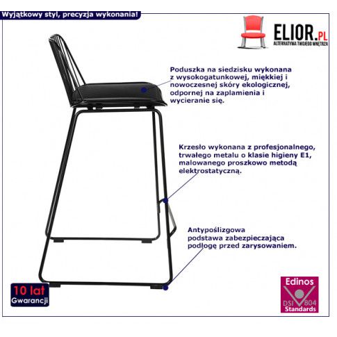 Fotografia Czarne industrialne krzesło barowe do wyspy - Vero 2X z kategorii Hokery