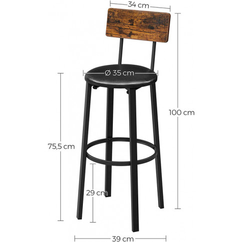 Szczegółowe zdjęcie nr 5 produktu Loftowe krzesło barowe do wyspy 2 sztuki - Izuru
