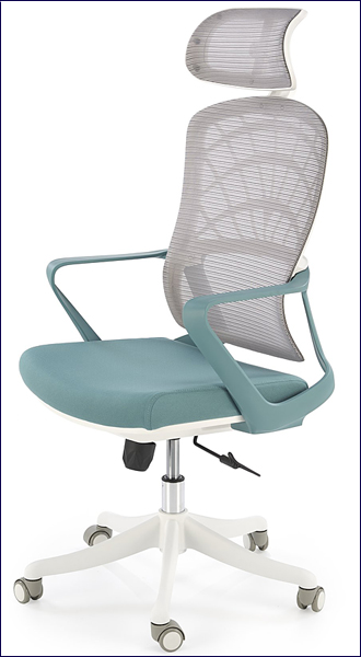 turkusowo-biały obrotowy fotel gabinetowy Mirea