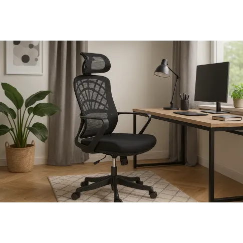 Czarny fotel obrotowy z mechanizmem tilt   Mirea