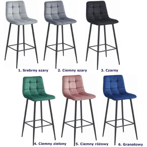 Szczegółowe zdjęcie nr 7 produktu Ciemnoszare welurowe krzesło barowe do wyspy - Chefer